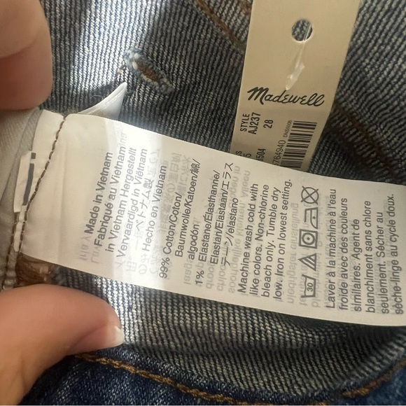 Madewell Womens High Rise Blue Denim Jean Shorts Rolled Hem Size 28 NEW Cotton - Picture 8 of 8